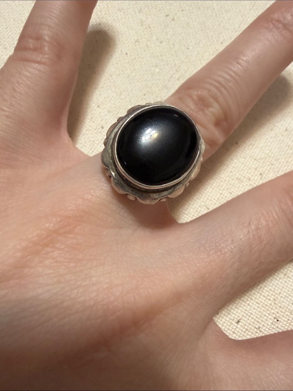Gorgeous Sterling Silver 925 Black Onyx Oval Ring Size 6 - Picture 13 of 14